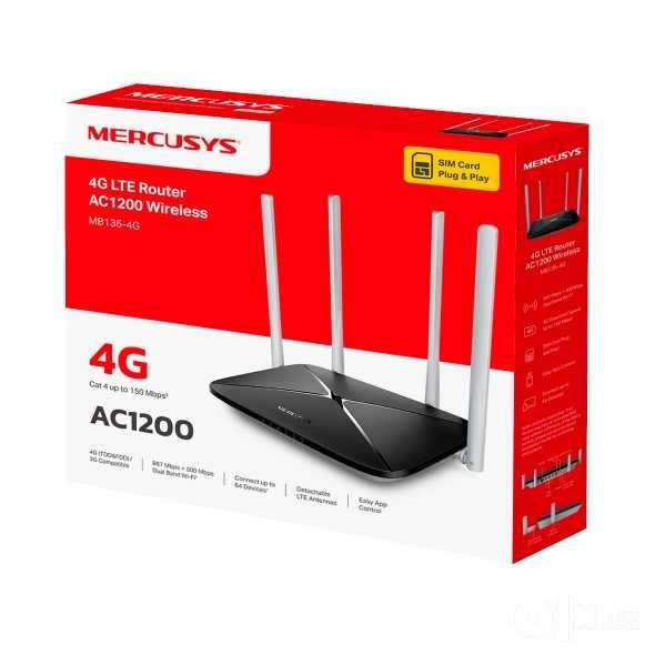 Mercusys MB 135-4G Двухдиапазонный роутер  c поддержкой сим карты