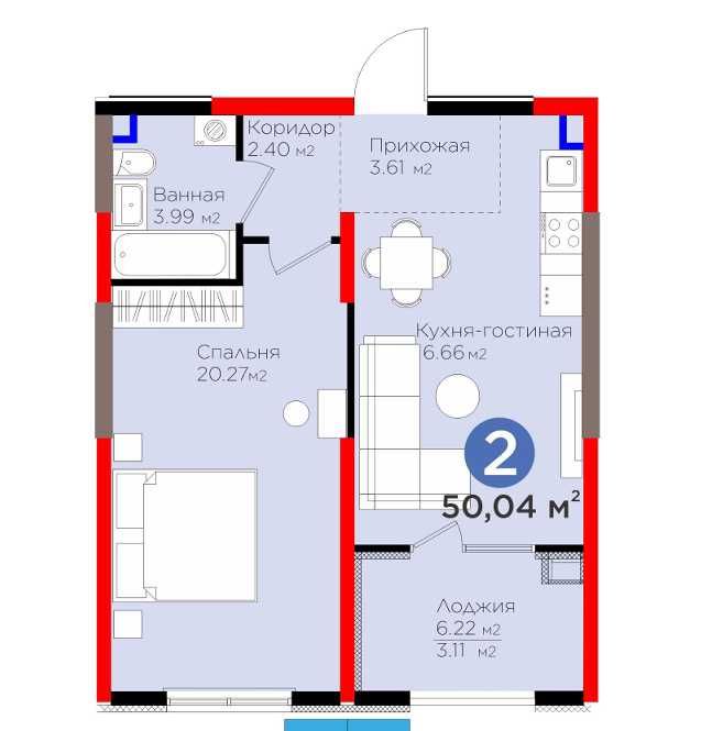 Продается 2-комн. квартира. Новостройка по отличной цене: 2/9 этаж(31)