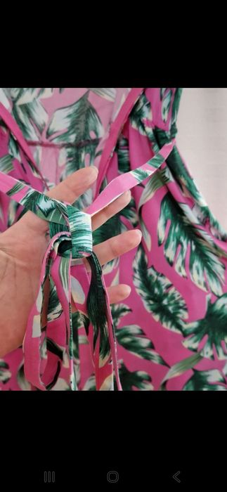 Rochie vara fete roz cu imprimeu de frunze