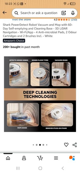 Shark PowerDetect NeverTouch Pro – 2-в-1 робот прахосмукачка с моп