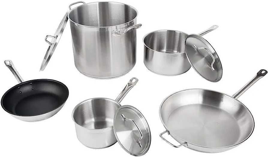 Комплект съдове за готвене тот неръждаема стомана, тенджери и тигани