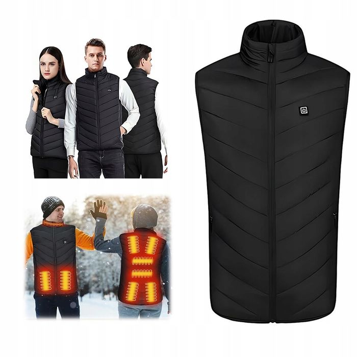 Електрически отопляем елек , 9 зони , Usb захранване,черен