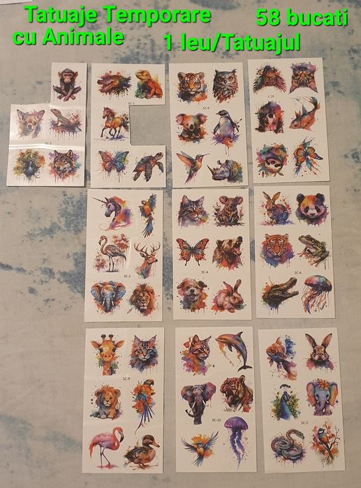 Tatuaje Temporare cu animale/58 bucati