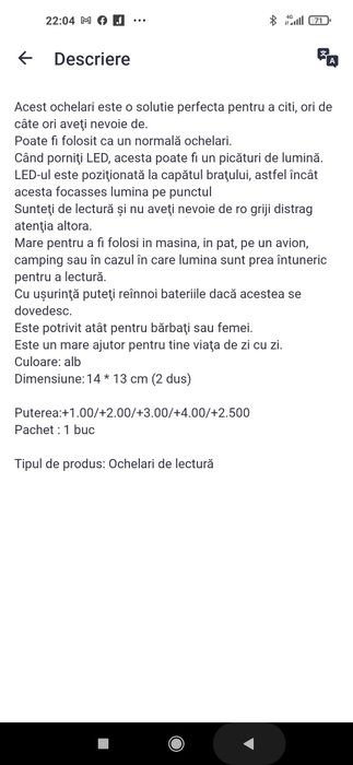 Ochelari cu leduri pentru lectură sau lucru manual...cu dioptri +1 .