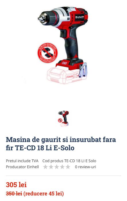 Filetanta 18V Einhell (Masina de gaurit)