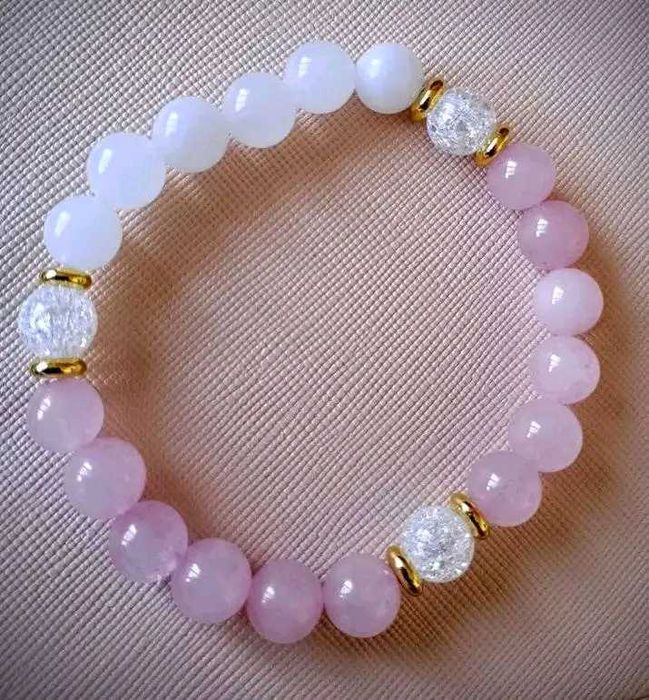 Гривна с розов и ягодов кварц