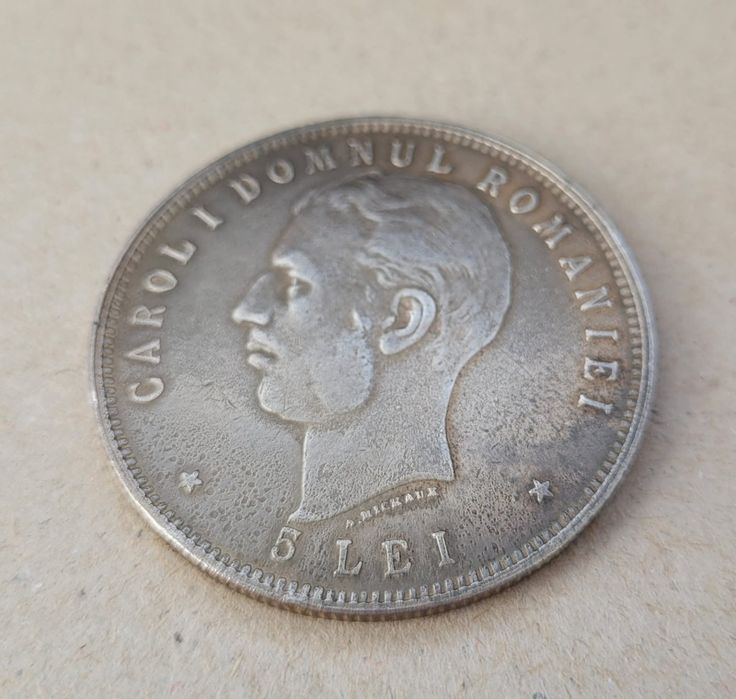Moneda veche argint 5 lei 1906 România