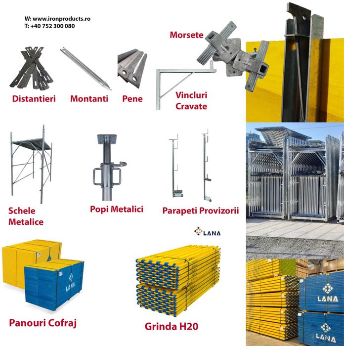 Montanti, Spade, Distantieri, Lamele, Vincluri, Coltare cofraje doka