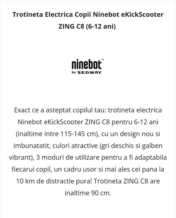 Trotineta electrica copii, Nineboot C8