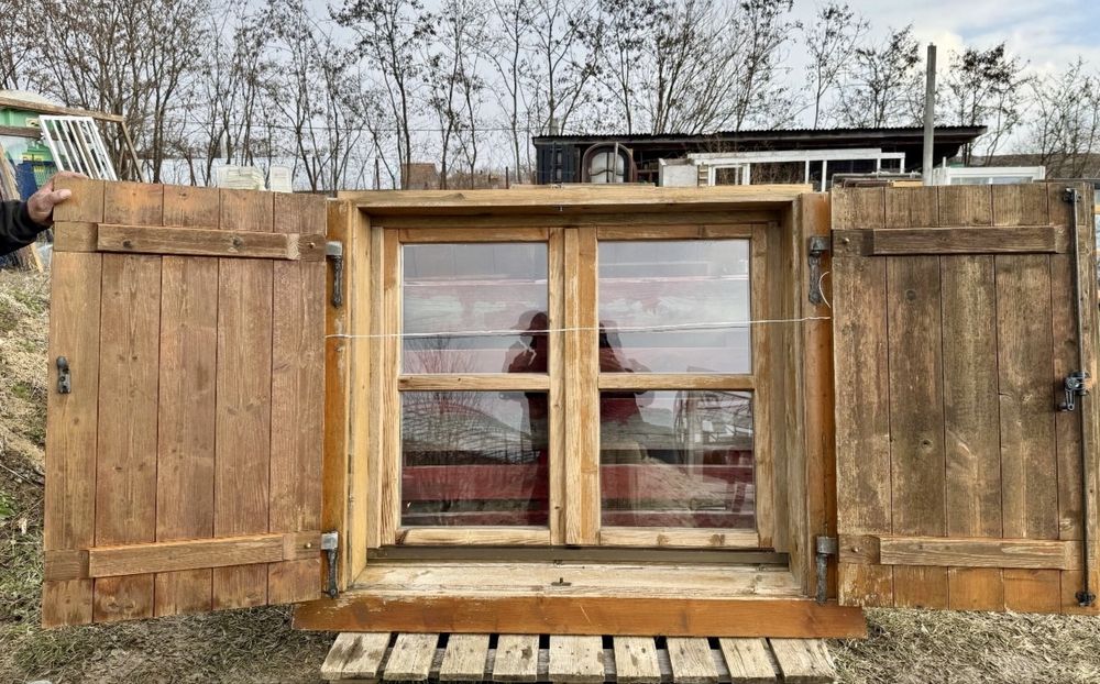 SET FERESTRE LEMN obloane cabana rustic geam termopan H 104 x L 119 Germania