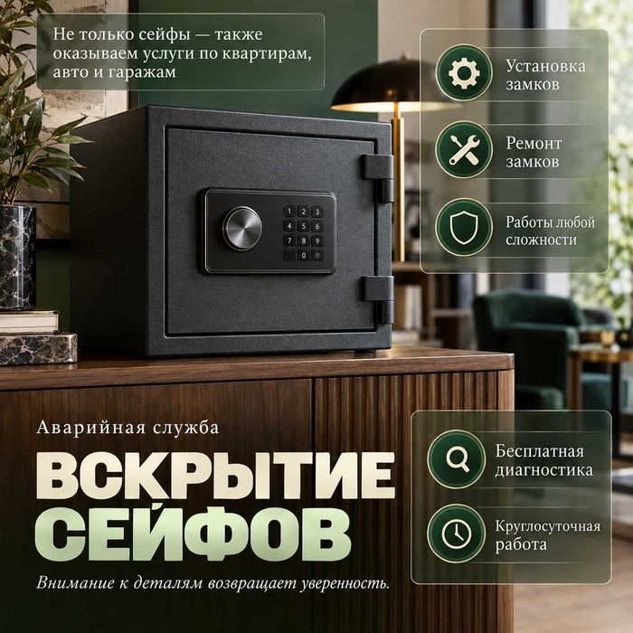 Вскрытие сейфа/восстановление ключа и кода/ремон и замена замка