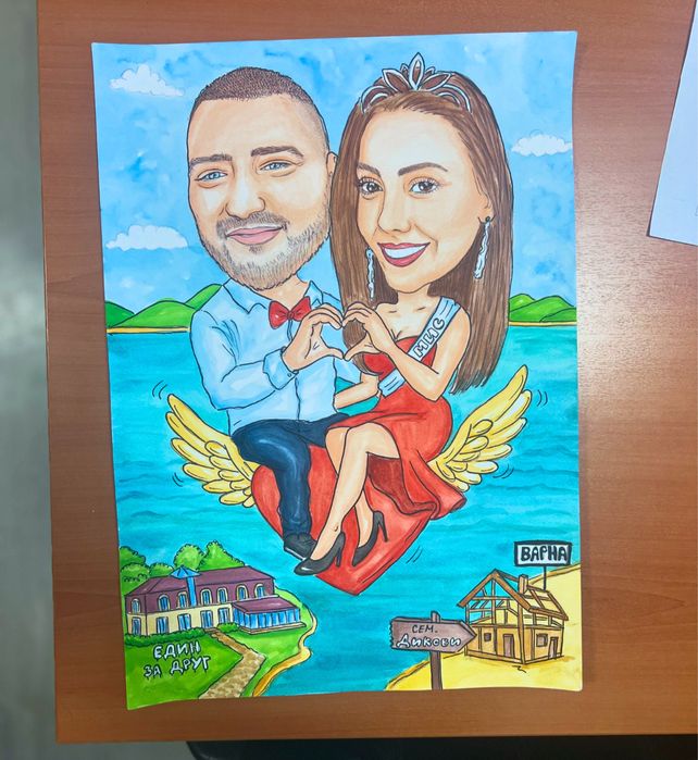 Карикатура, шарж по снимка