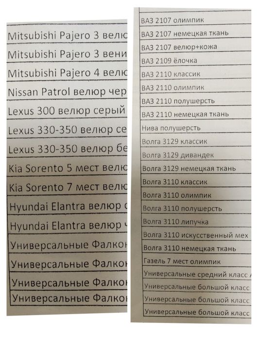 Чехлы на сиденья автомашины