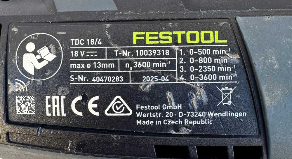 Festool TDC 18/4 - 4-ри скоростен мощен безчетков винтоверт 18V 2025г