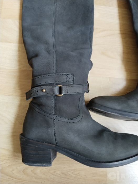 Massimo Dutti женские черные кожаные сапоги ботфорты , размер 38