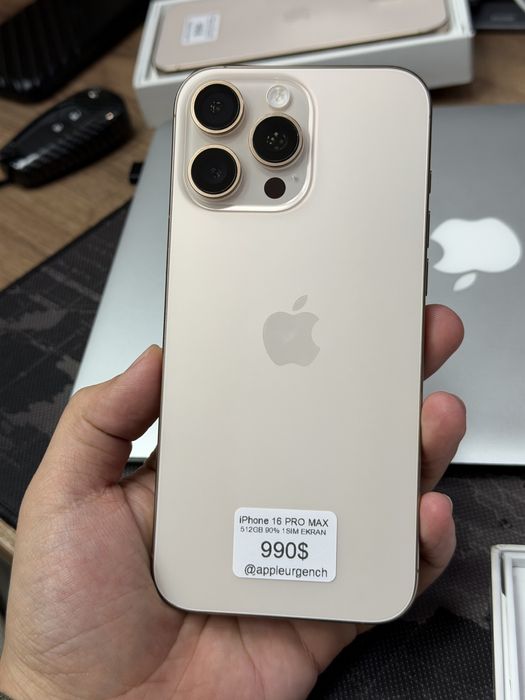iPhone 16 Pro Max 512GB 90% 1sim EKRAN OLDI STEKLOSI ALMASHGAN