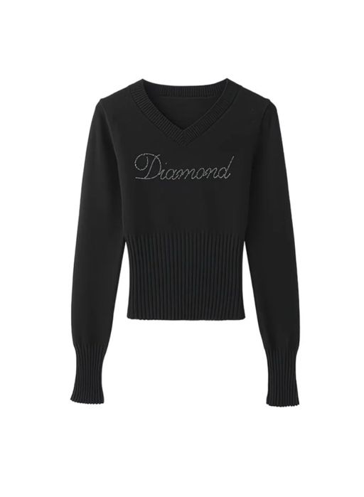 кофта с надписью стразами Diamond.