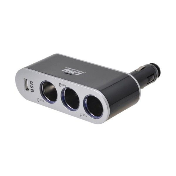 Priza auto multipla Automax cu 3 iesiri 12/24V 5A si 1 pt. USB 5V 500mA, fara cablu
