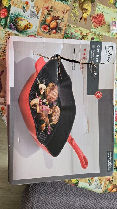 Чугунен грил тиган и таймер за кухня