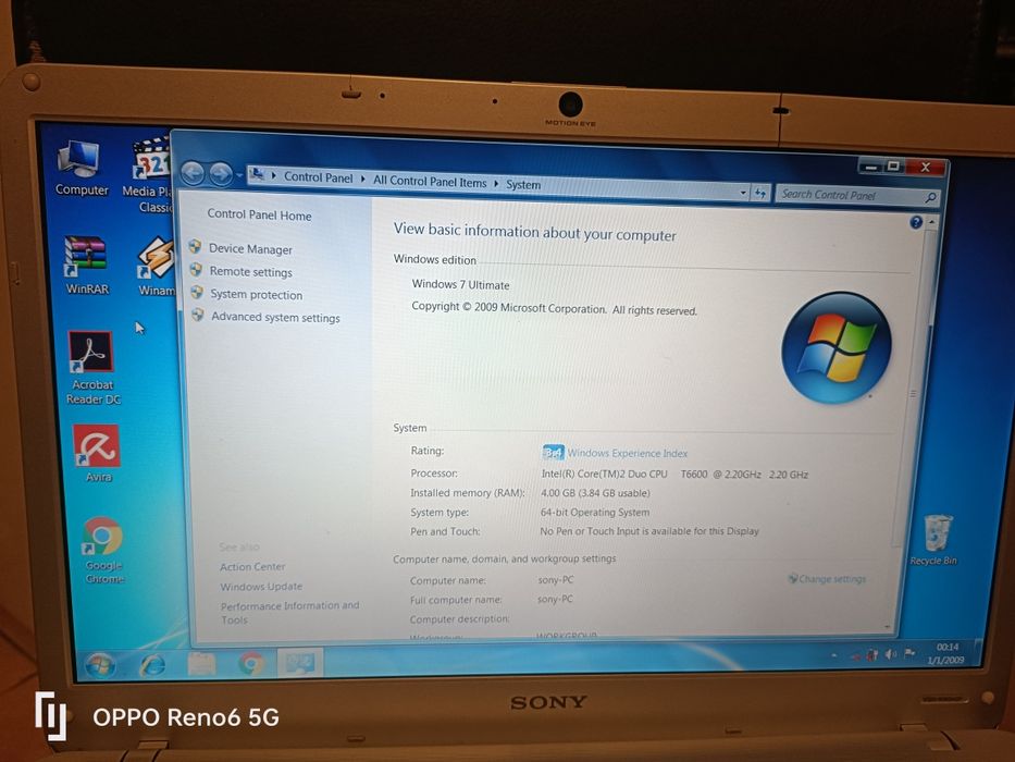 Leptop Sony Windows 7