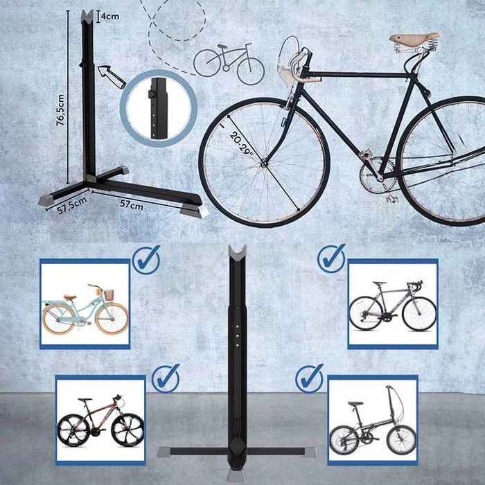 Велосипедна стойка MARTAR, Изложбена, Вертикална, Регулируема, Черна