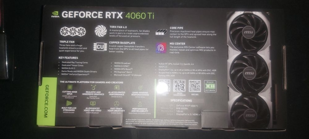 Продам видеокарту MSI RTX 4060TI.