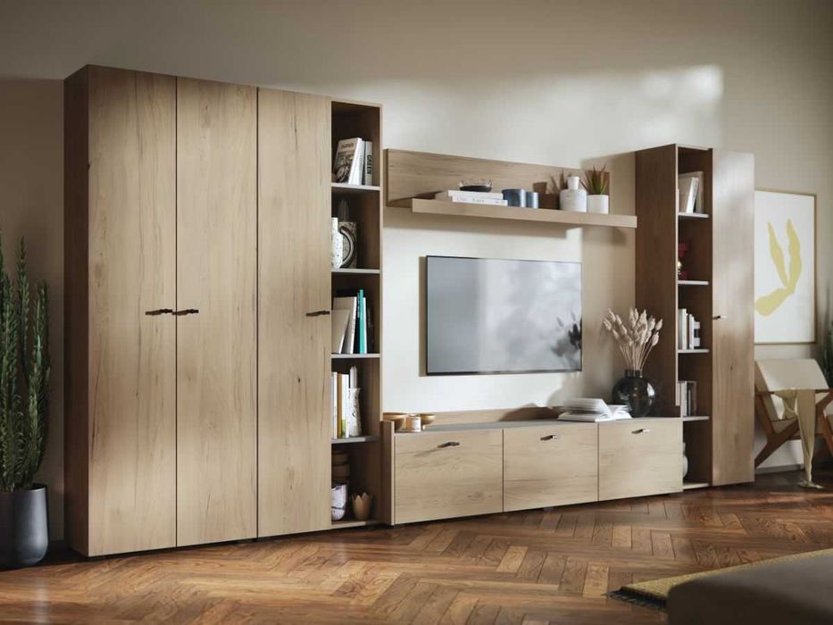 Living Silensia C5 UNO – Mobila sufragerie aspect lemn / bej
