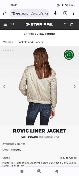 G-STAR jacheta femei, marime XS