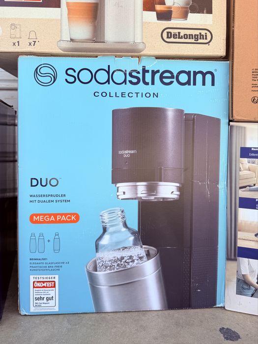 SodaStream Duo, 2 броя стъклени бутилки, Fuse бутилка 1л, CO2 цилиндър
