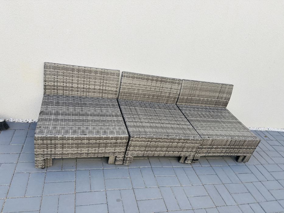 vidaXL Canapea/mobilier de grădină, cu perne, gri, poliratan