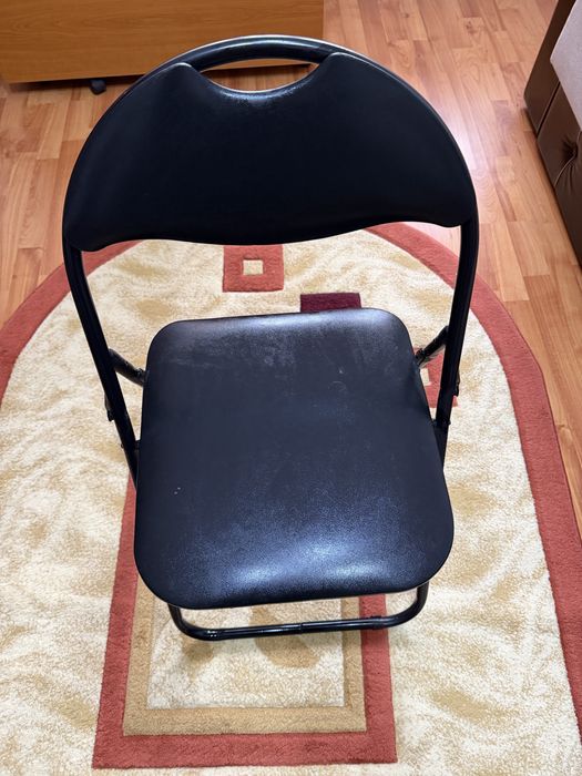 Scaun bucatarie / living pliant XJH-0208, tapitat, metal + PVC, negru