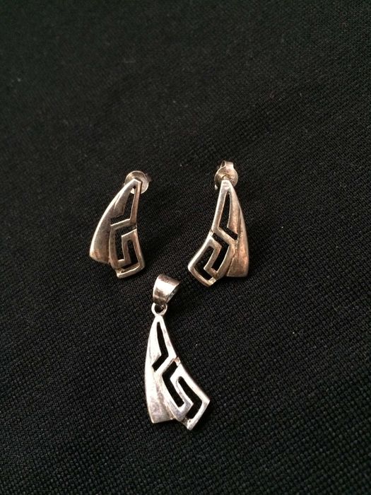 Сребърен комплект Токаш, сребърни обеци и синджир