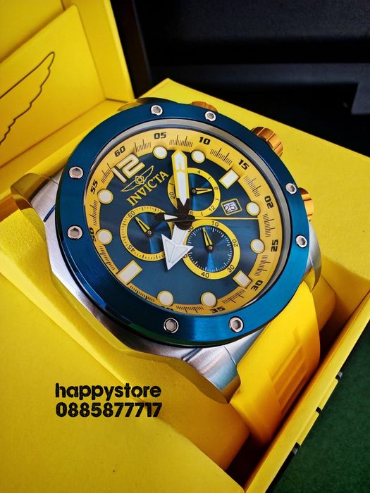 часовник INVICTA Sea Hunter Yellow 54 mm, Инвикта нов ръчен часовник