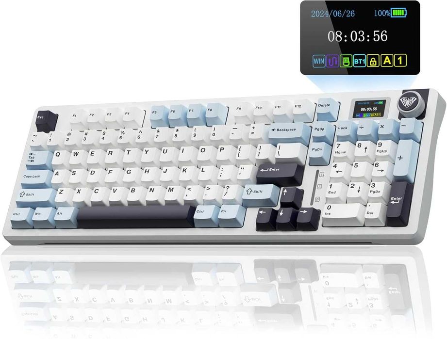 Механична клавиатура AULA S98 Pro White&Blue RGB дисплей
