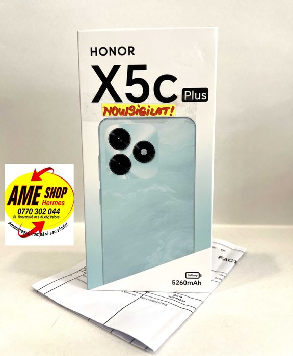 Honor X5c Plus,128GB/4GB RAM, Midnight Black, garanție:2ANI, NOU/Sigilat!