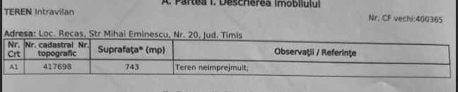 Teren Intravilan 743 mp cu Utilități – Ideal pentru Casa Ta în Recaș