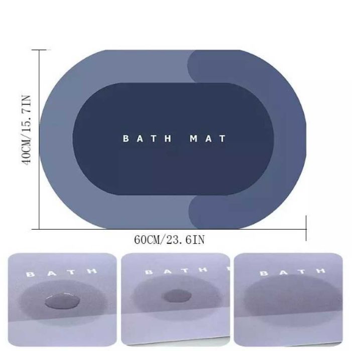 Силно абсорбиращ килим за баня против хлъзгане - Цвят - сив,розов