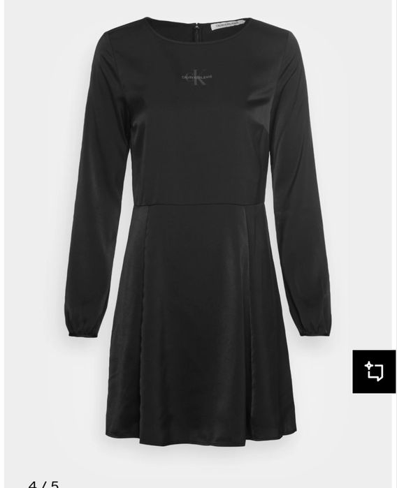 Сатенена черна рокля calvin klein