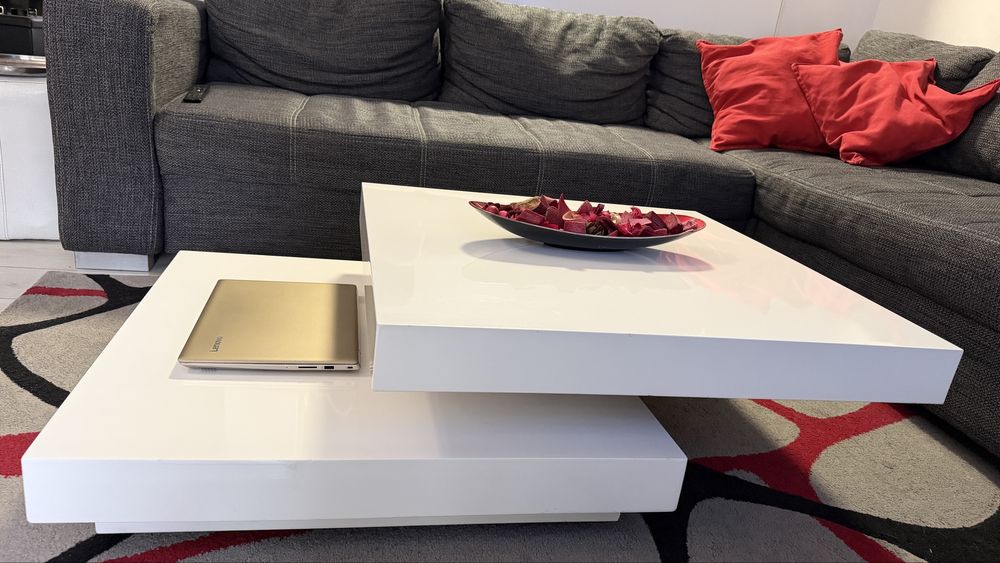 Маса бял лак MDF въртяща/2 нива