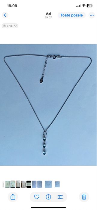 Pandantiv cu lant din argint cu topaz designer John Greed