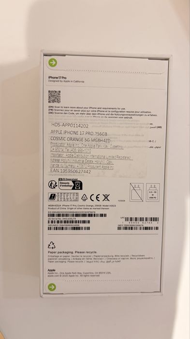 Iphone 17 pro, 256 g, orange