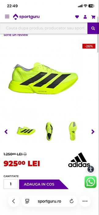 Adidas Adizero Adios Pro 4 marimea 46 2/3