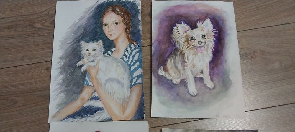 Акварель картины на ватмане