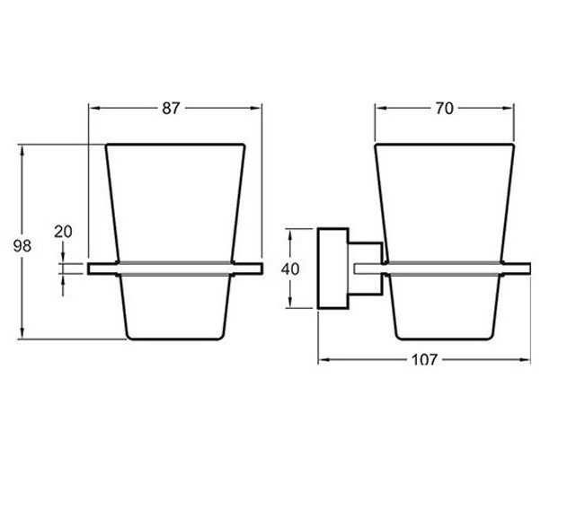 Държач за чаша + стъклена чаша (стенен) хром – Jacob Delafon ÉO