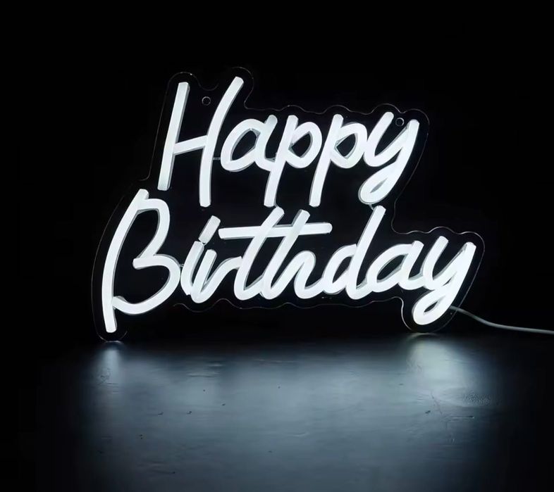Semn luminos neon HAPPY BIRTHDAY, lumina calda 47x21cm