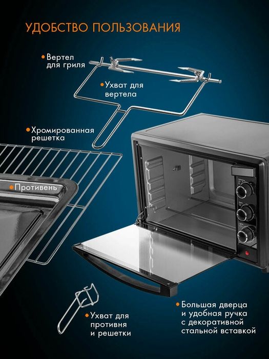 Мини печь электрическая ENDEVER Danko-4046, 2000 Вт, духовка электриче