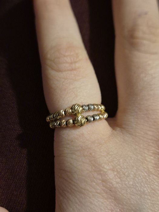 Inel aur 14k, galben, roz si alb, 1.93gr, marimea 10