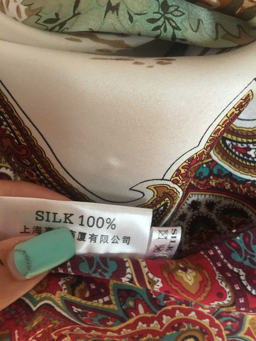 Голям копринен шал с десен фазани