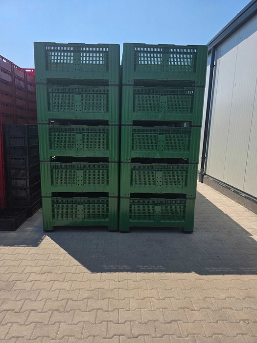 Boxpalet perforat cu patru picioare, 1200 mm x 1000 mm x 580 mm, Verde/ 750 ronTRANSPORT GRATUIT