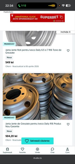 Set de 4 sau 6 roti noi Continental iveco 225/65 16 R